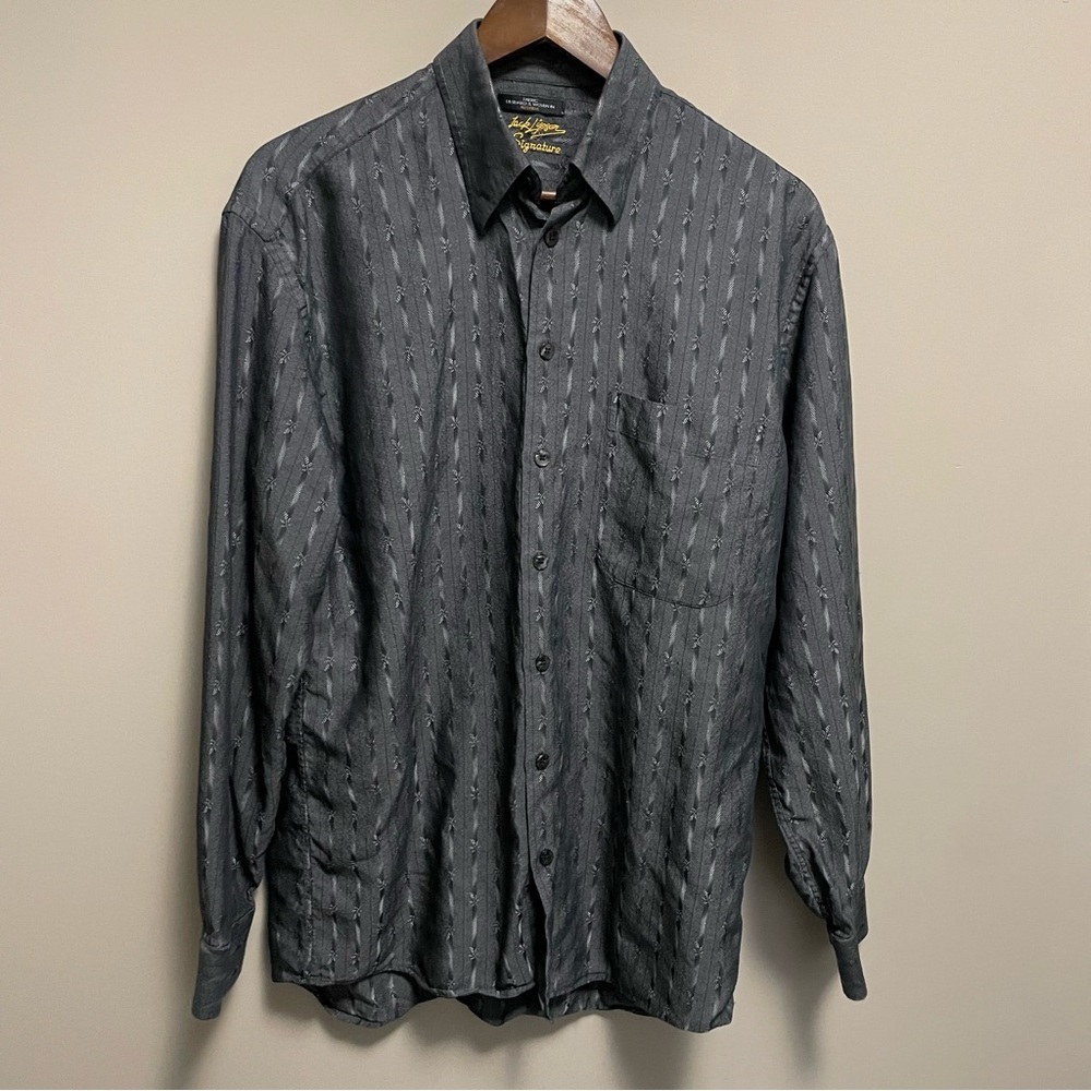 Jack Lipson Signature Grey Long Sleeve Button Down Dress Shirt Men’s Medium